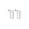 Rectangular open studs in silver with inscription OUAW