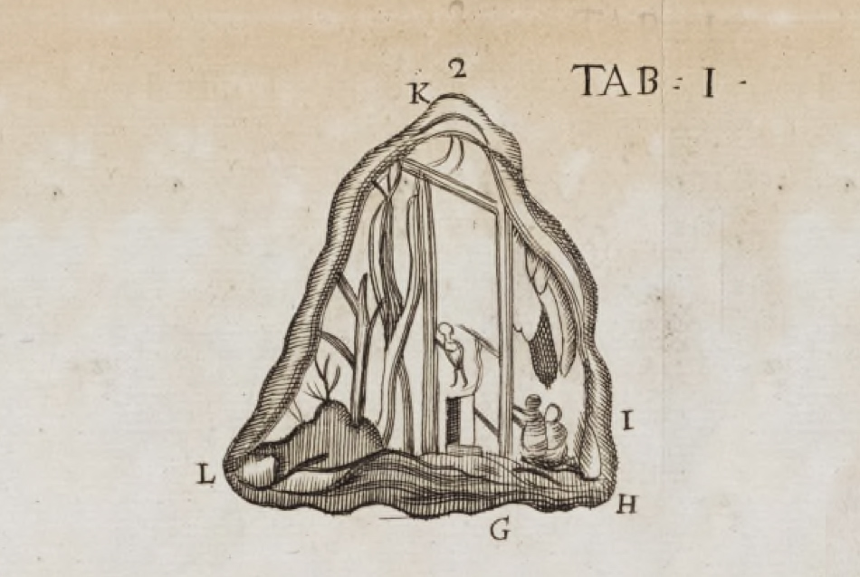 a drawing of a grrain of sand from a letter to the Royal Society